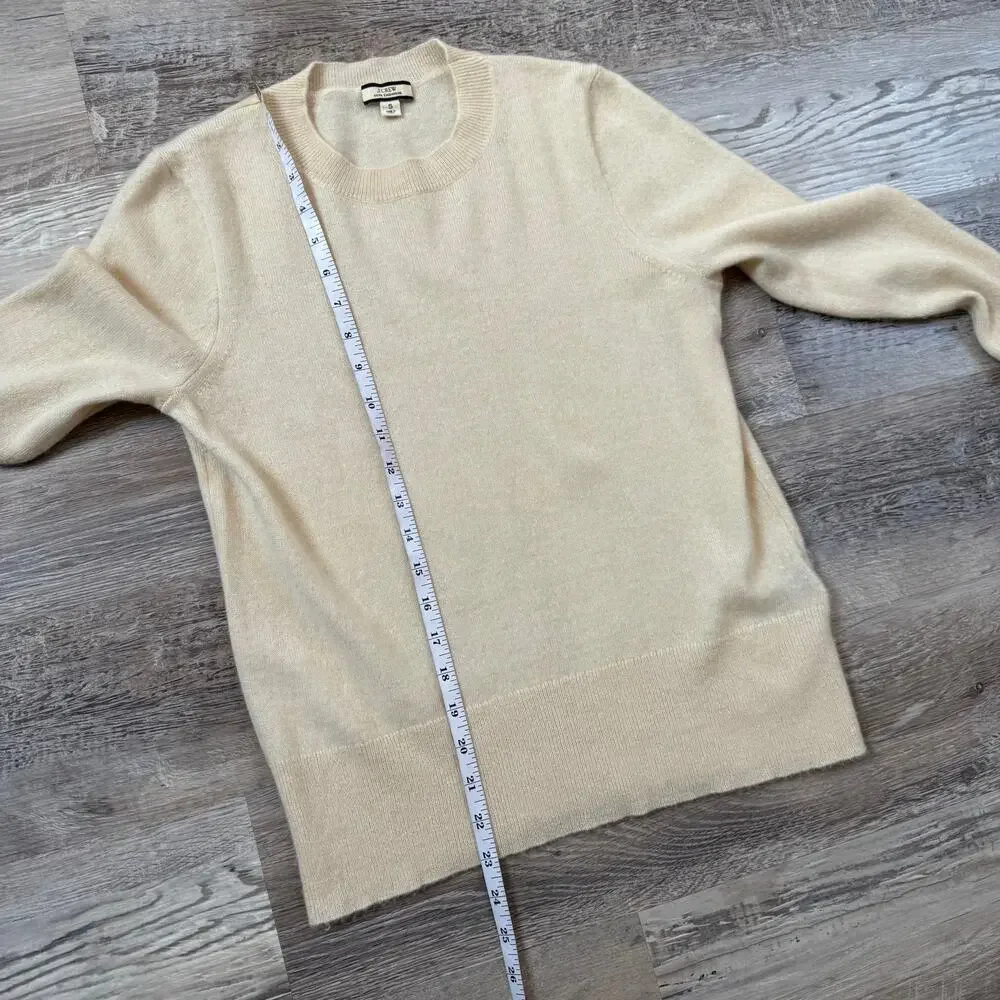 J.Crew 100% Cashmere Cream Sweater Crewneck Soft Luxury Minimalist Capsule Small